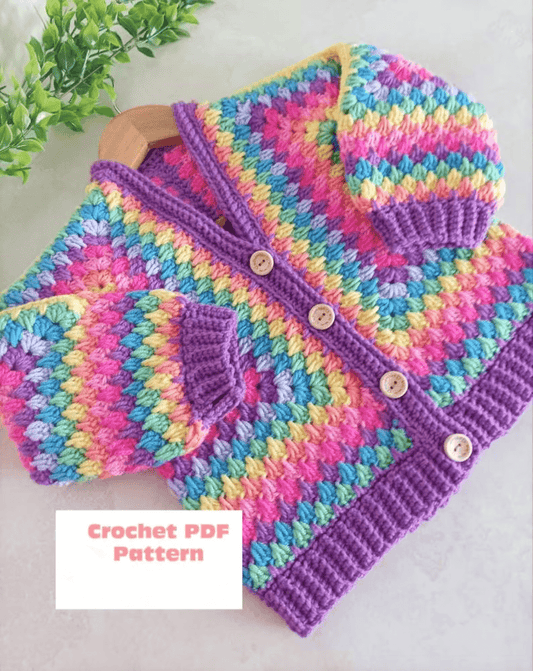Cosy Hexi Cardi Crochet Pattern Sizes Baby to Adult
